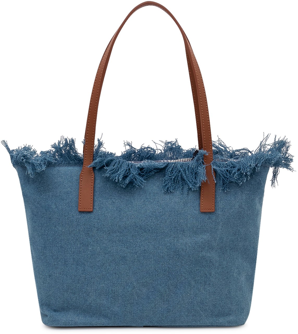 MC2 Saint Barth Borsa Tote City in Denim con Manici e Bordo Sfilacciato Blauw