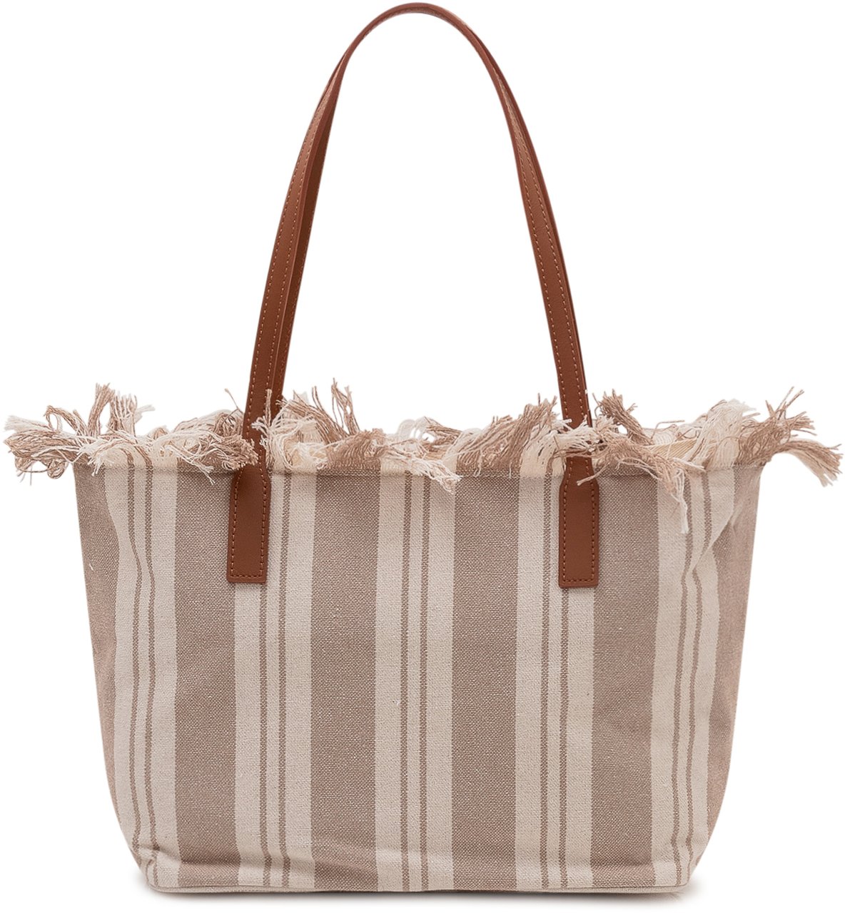 MC2 Saint Barth Borsa Tote City con Manici e Bordo Sfilacciato Beige
