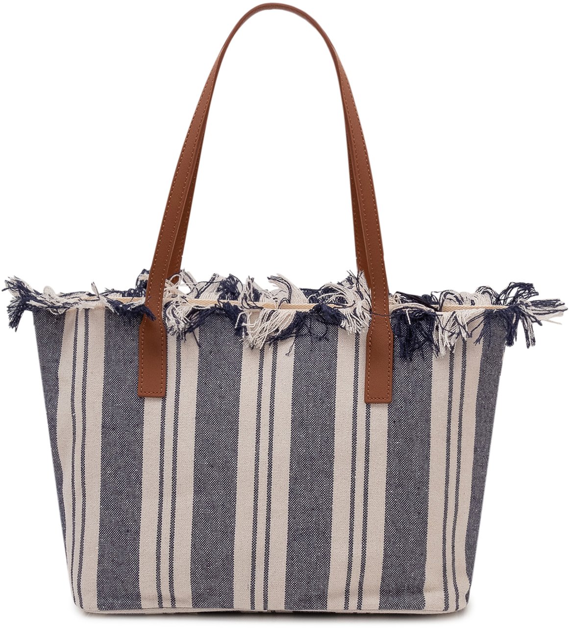 MC2 Saint Barth Borsa Tote City a Righe con Logo Ricamato Navy