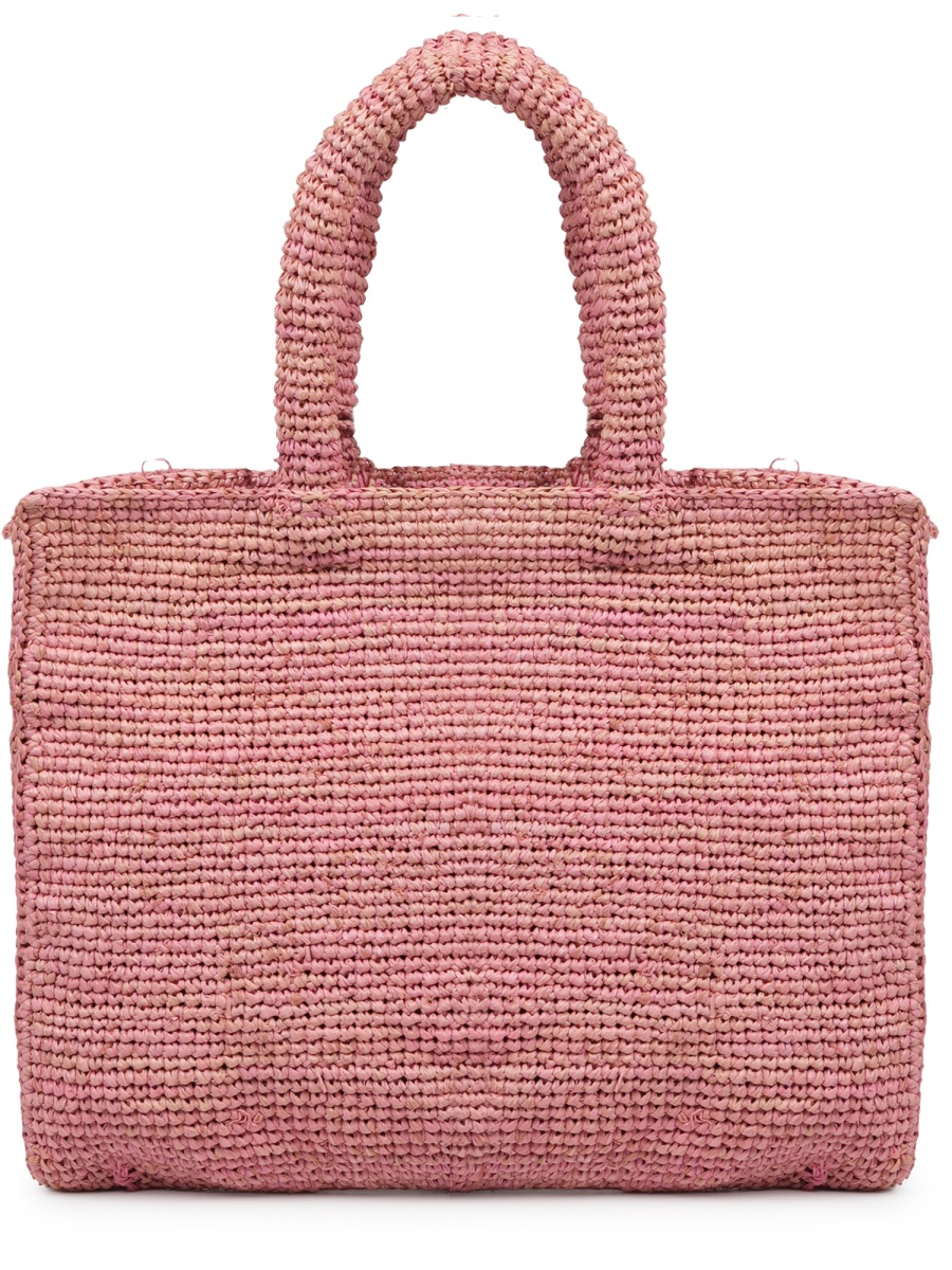MC2 Saint Barth Rectangular Woven Raffia Handbag with Decorative Tassel Roze