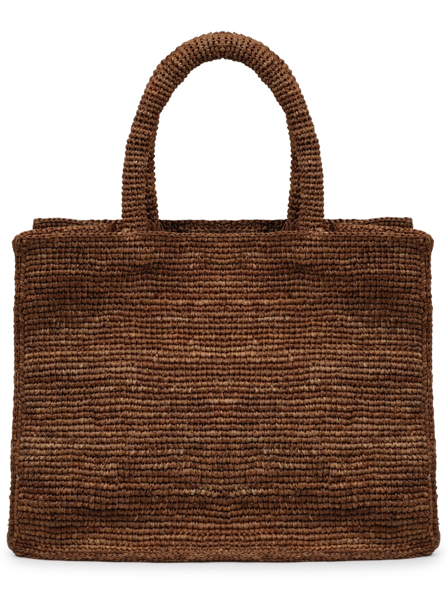MC2 Saint Barth Rectangular Raffia Handbag with Embroidered Detailing Zwart