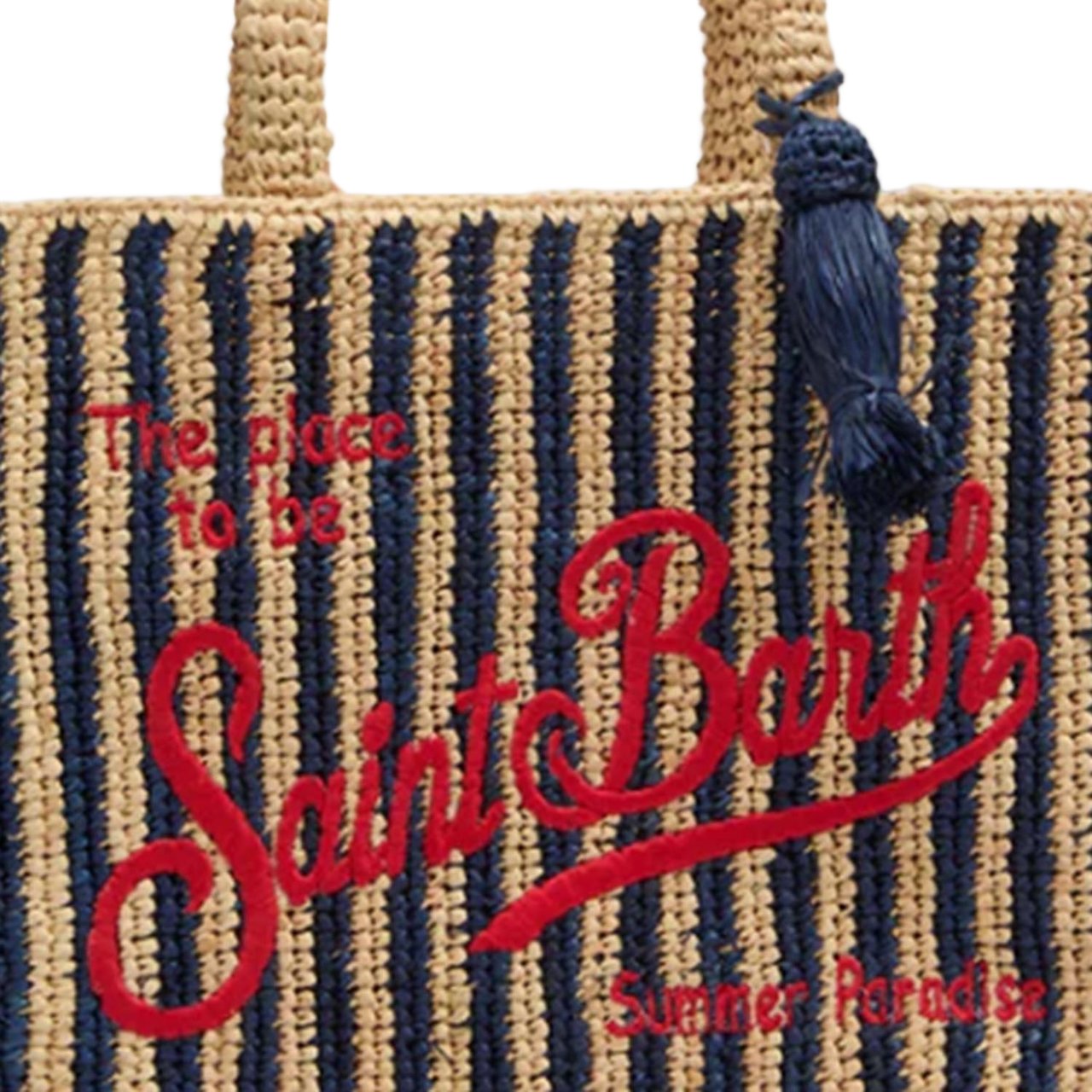 MC2 Saint Barth Rectangular Raffia Tote Bag With Contrasting Logo Bruin