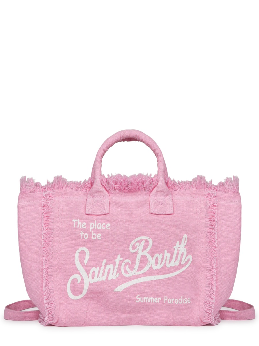 MC2 Saint Barth Fringed Linen Tote with Textured Finish Roze