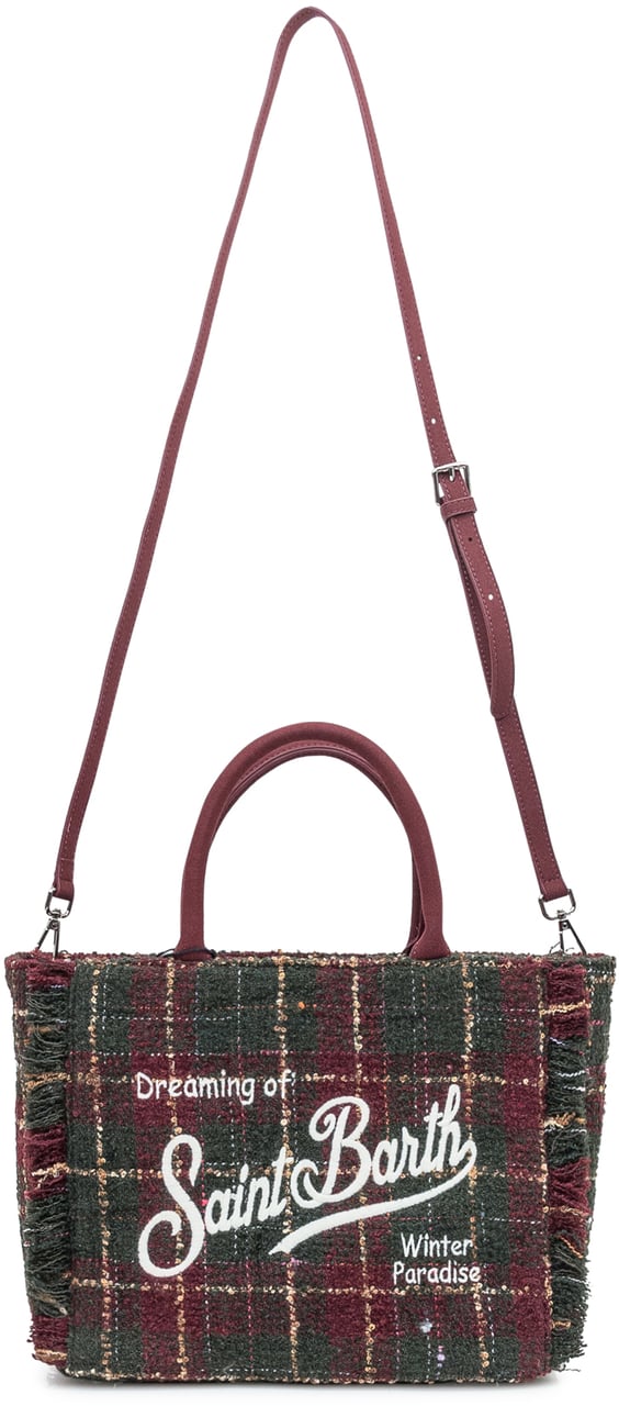 MC2 Saint Barth Borsa Check Bordeaux e Verde Saint Barth Rood