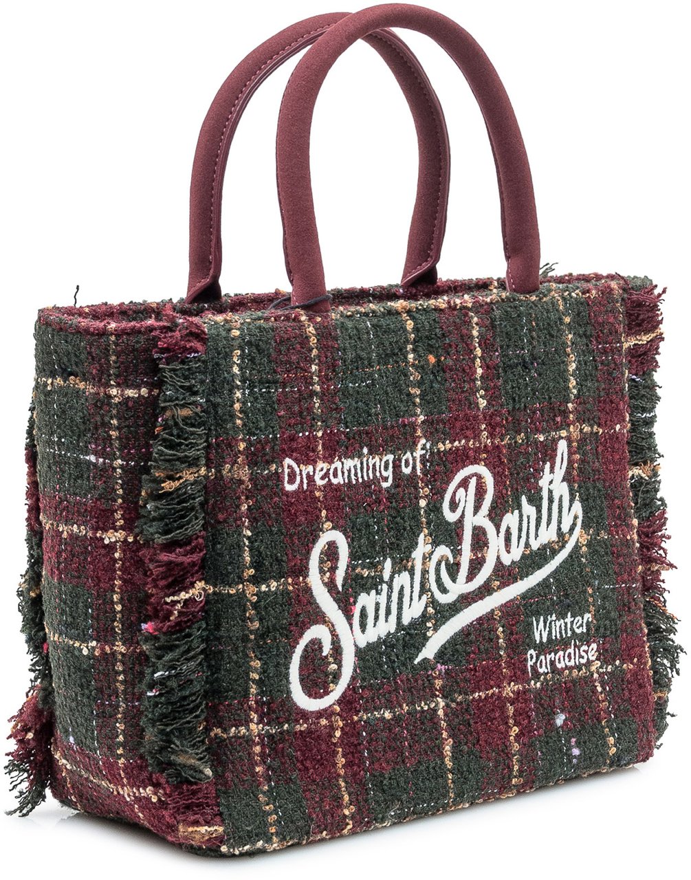 MC2 Saint Barth Borsa Check Bordeaux e Verde Saint Barth Rood