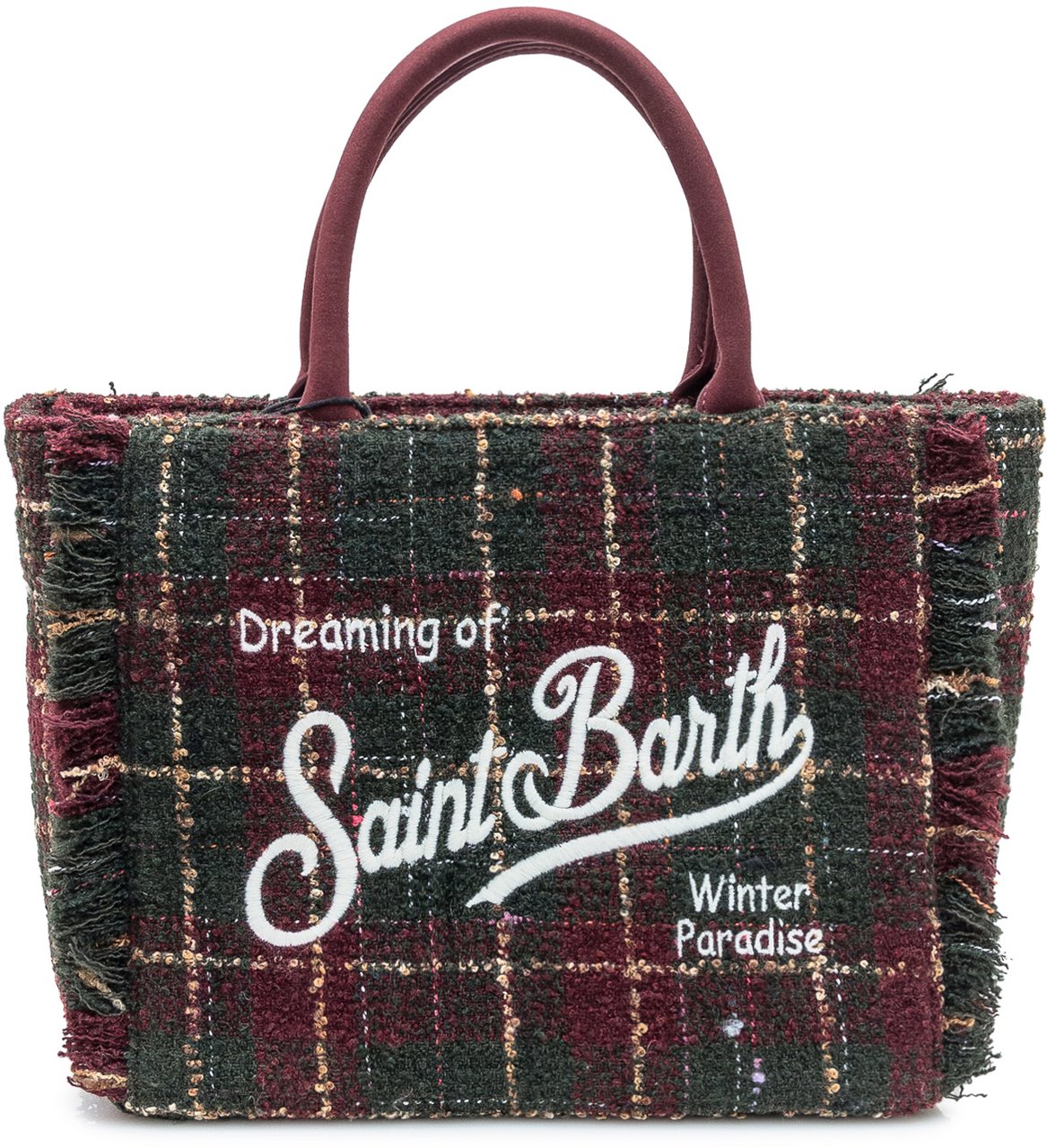 MC2 Saint Barth Borsa Check Bordeaux e Verde Saint Barth Rood