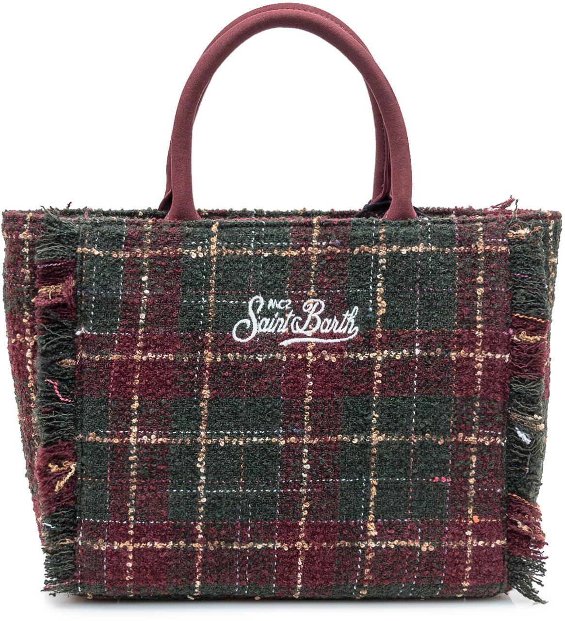 MC2 Saint Barth Borsa Check Bordeaux e Verde Saint Barth Rood