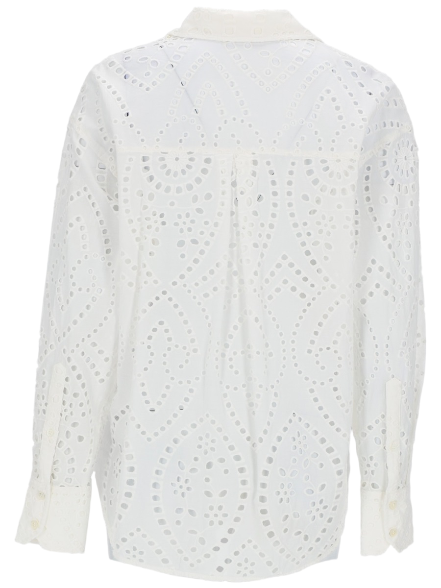 MC2 Saint Barth White Eyelet Embroidery Cotton Shirt Wit