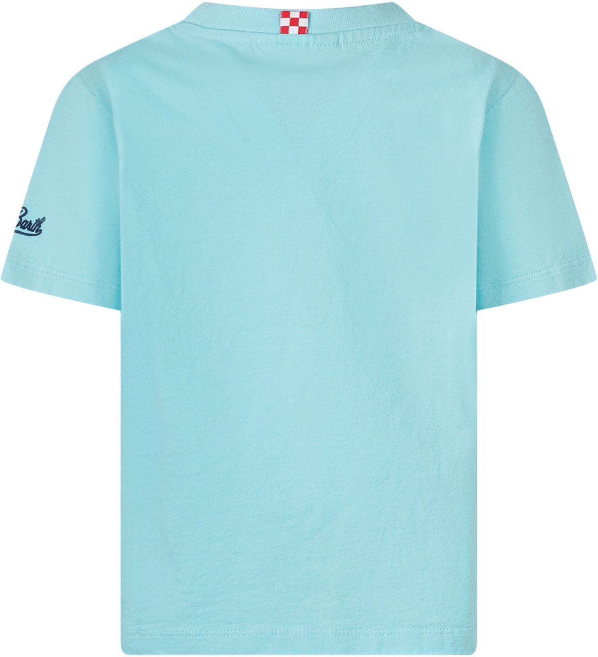 MC2 Saint Barth T-shirt con Stampa Illustrata e Scritta Cyaan