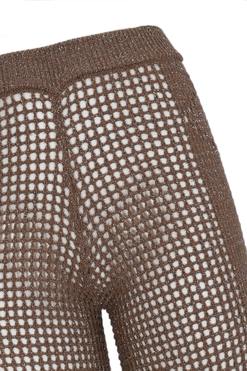 MC2 Saint Barth Trousers Crochet Mesh Lurex 13L Nut Bruin