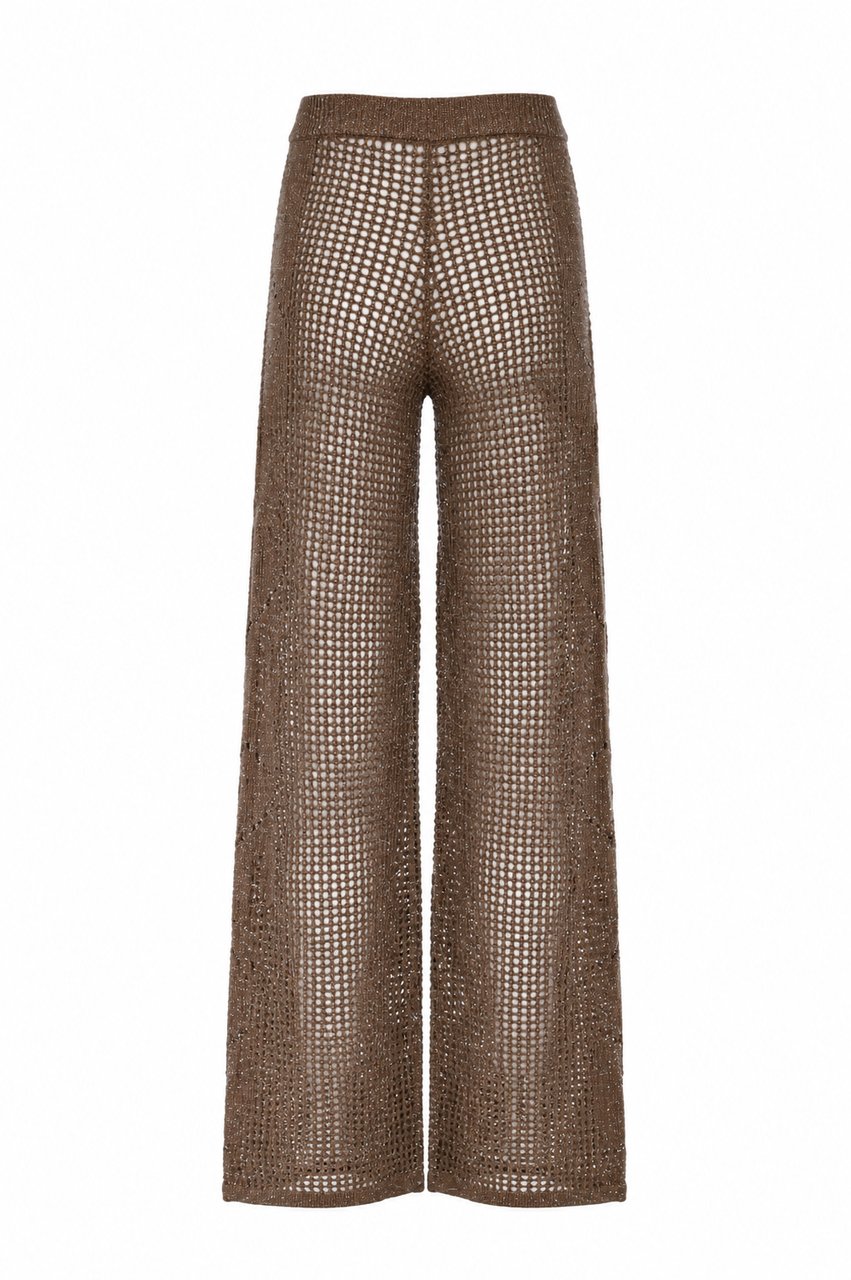 MC2 Saint Barth Trousers Crochet Mesh Lurex 13L Nut Bruin