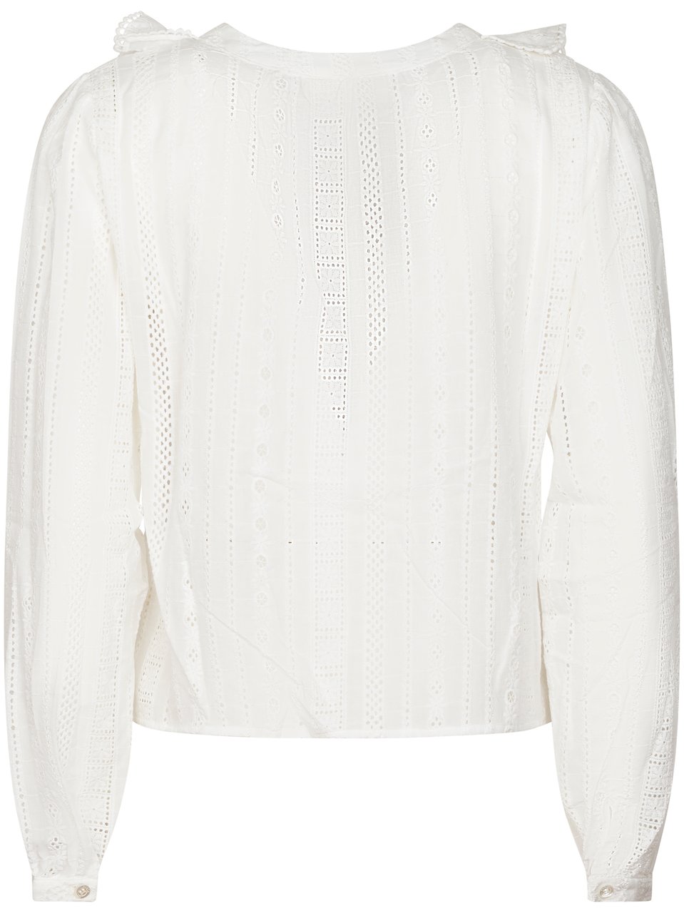 MC2 Saint Barth Sangallo Striped Cotton Blouse with Ruffled Trim Wit