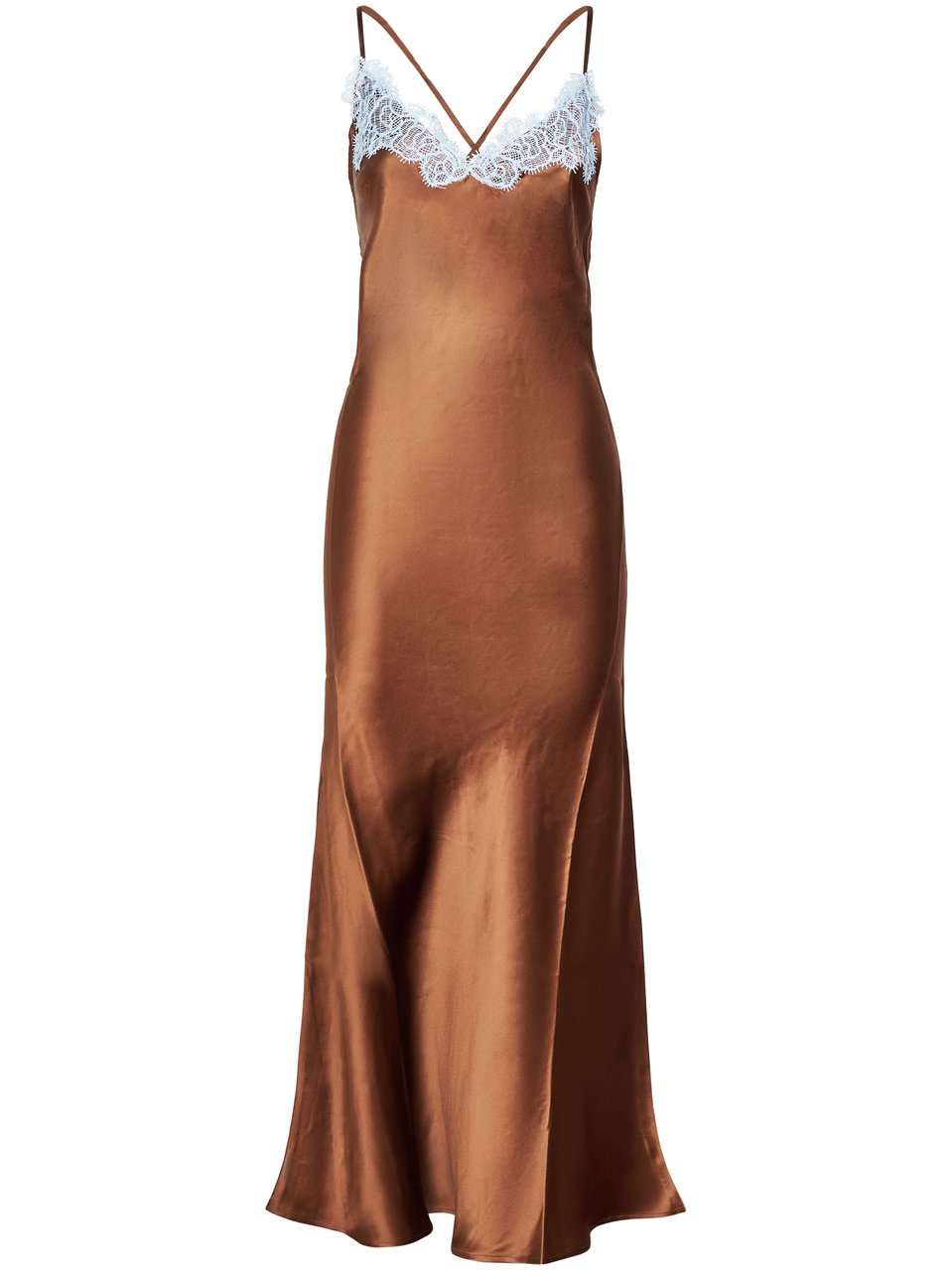 MC2 Saint Barth Silk Lace-Trim Long Slip Dress Bruin