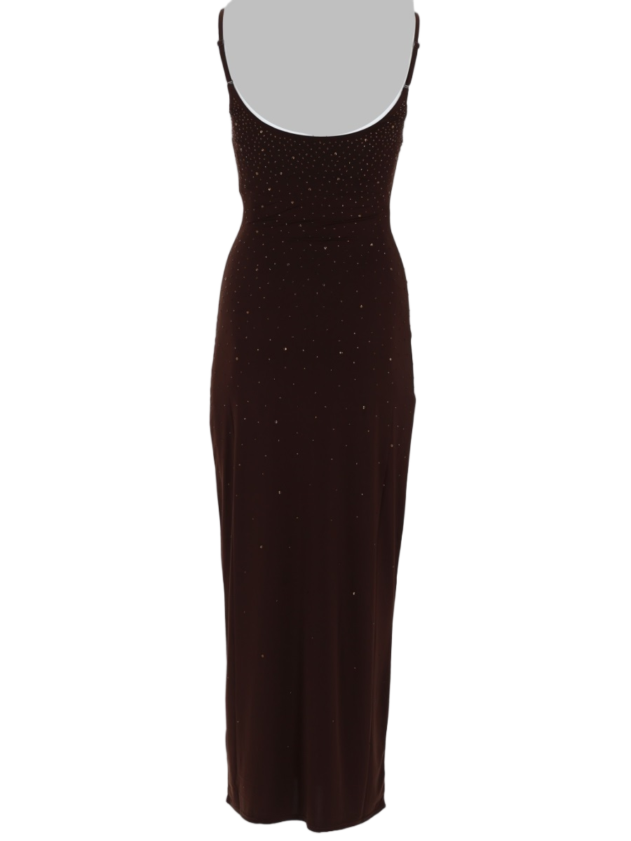 MC2 Saint Barth Form-Fitting Midi Dress with Spaghetti Straps Zwart