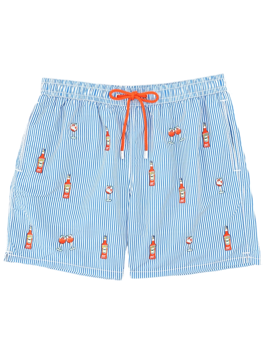 MC2 Saint Barth Light Blue Cocktail Glass Stripe Swim Shorts Blauw