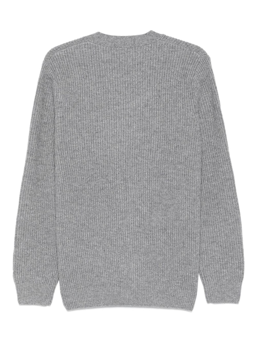 MC2 Saint Barth Grey Ribbed Knit Wool Cardigan Grijs
