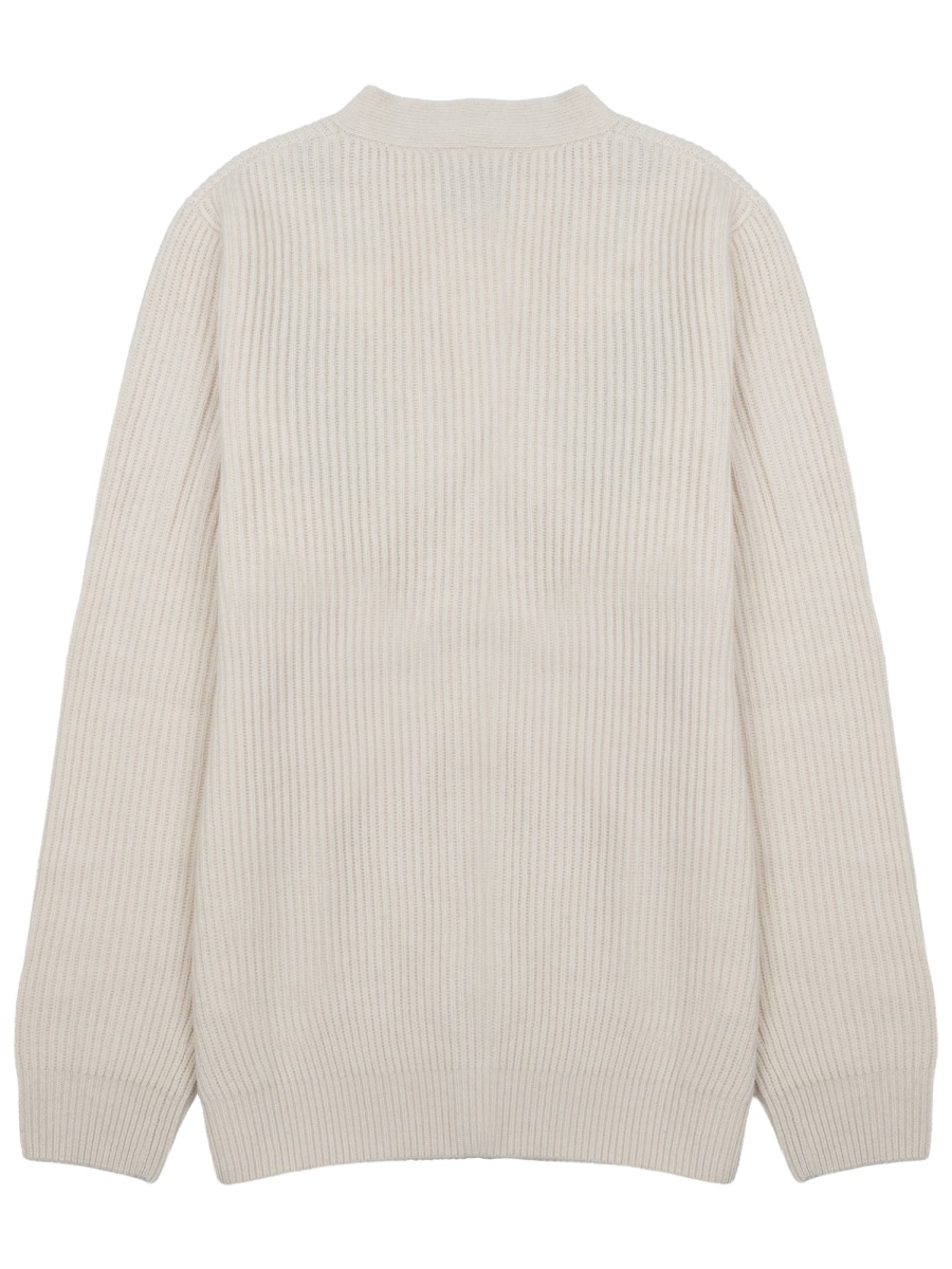 MC2 Saint Barth Black Ribbed Knit Wool Cardigan Grijs
