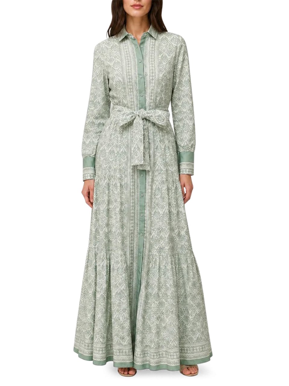 MC2 Saint Barth Geometric Pattern Long Cotton Chemisier Dress Wit