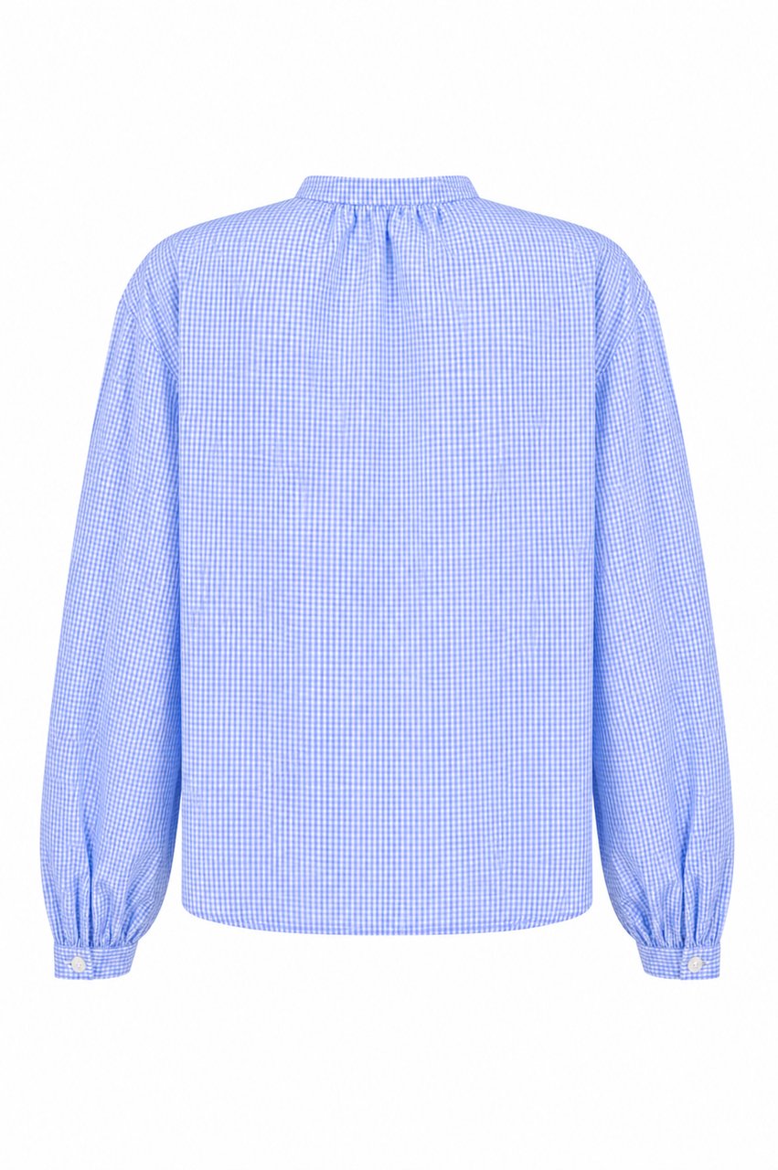 MC2 Saint Barth Shirts Cotton Palm Micro Vichy Lichtblauw