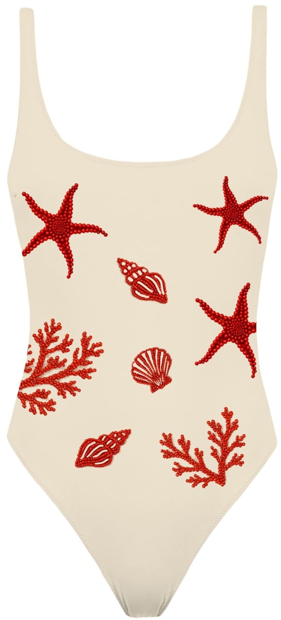MC2 Saint Barth Sea Clothing Avorio/Rosso Wit