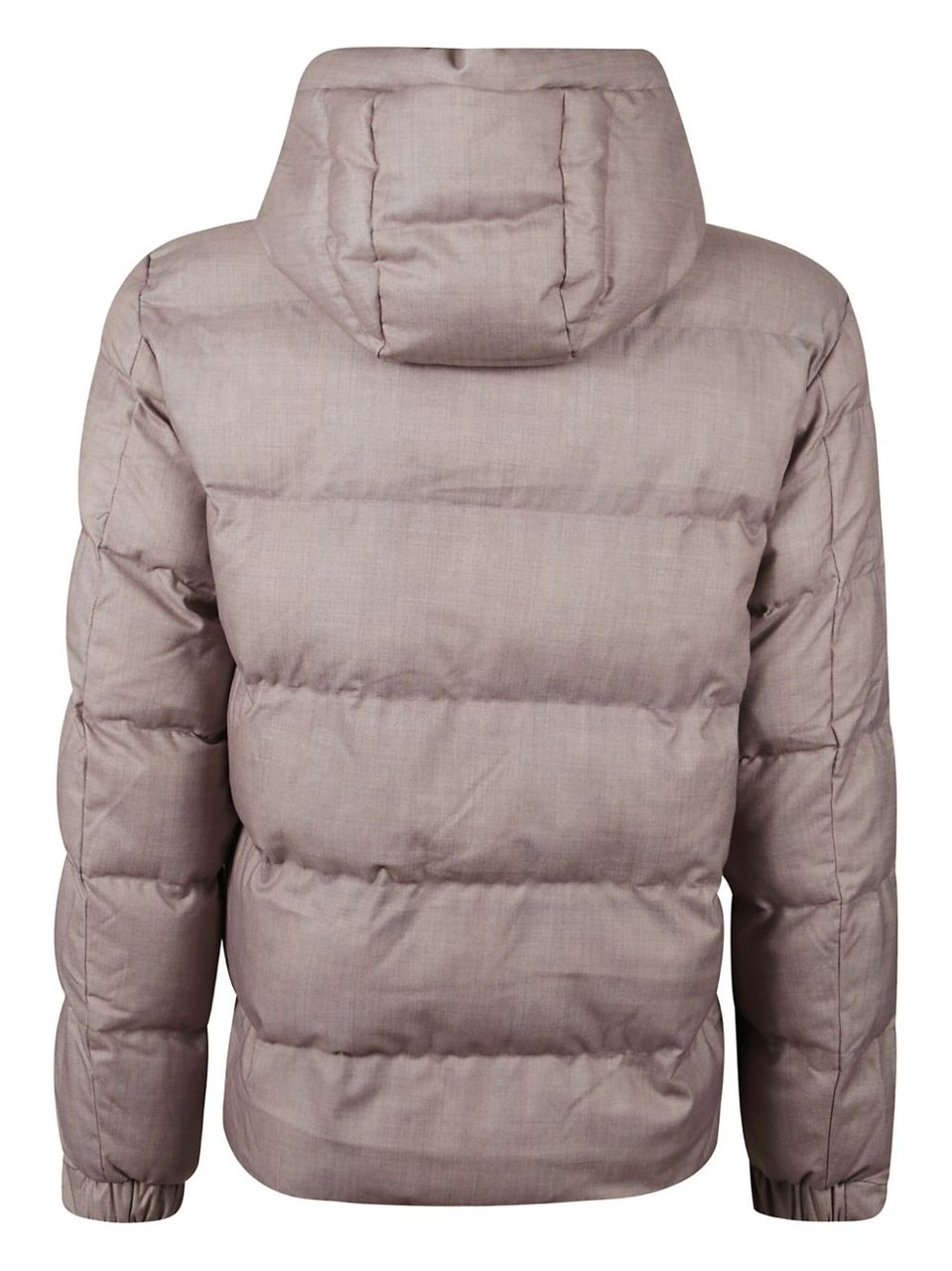 MC2 Saint Barth Padded Beige Hooded Jacket With Logo Detail And Zip Fastening Grijs