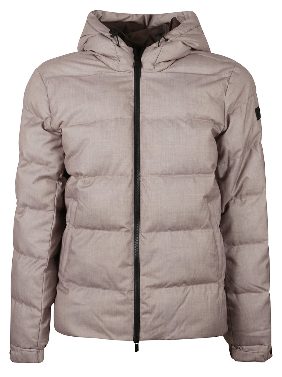 MC2 Saint Barth Padded Beige Hooded Jacket With Logo Detail And Zip Fastening Grijs