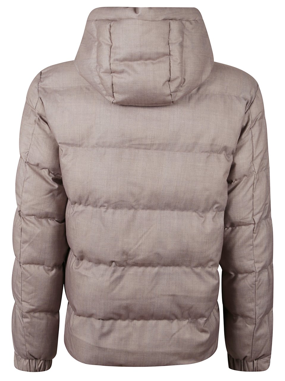 MC2 Saint Barth Padded Beige Hooded Jacket With Logo Detail And Zip Fastening Grijs
