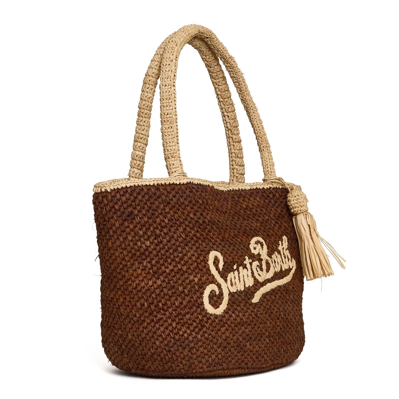 MC2 Saint Barth Marcy Woven Bi-Color Tote Bag Zwart