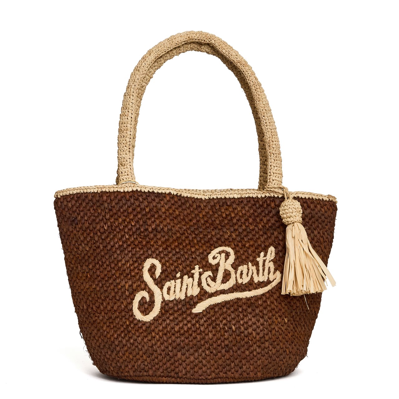 MC2 Saint Barth Marcy Woven Bi-Color Tote Bag Zwart
