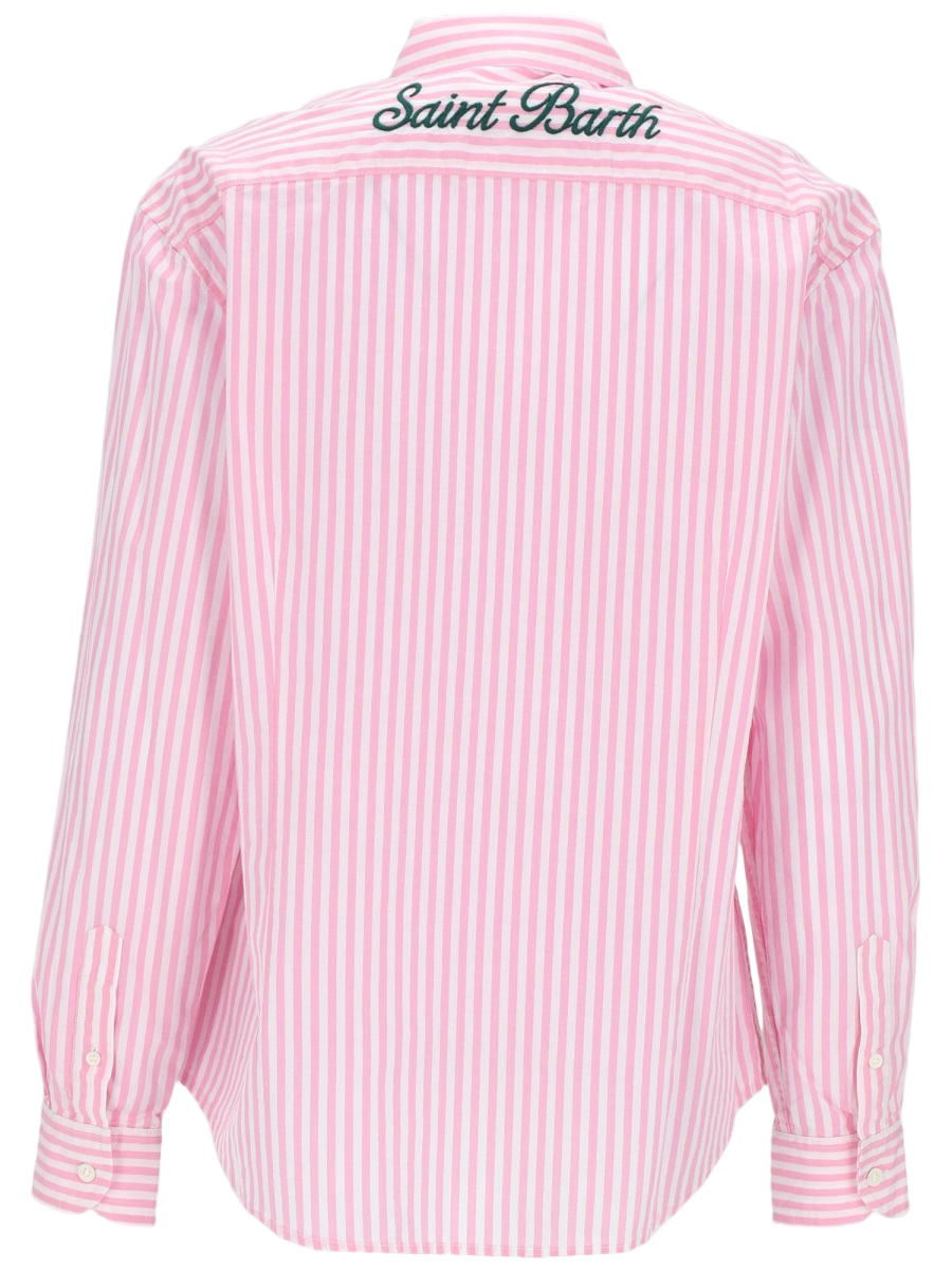 MC2 Saint Barth Pink Striped Cotton Embroidered Shirt Neutraal