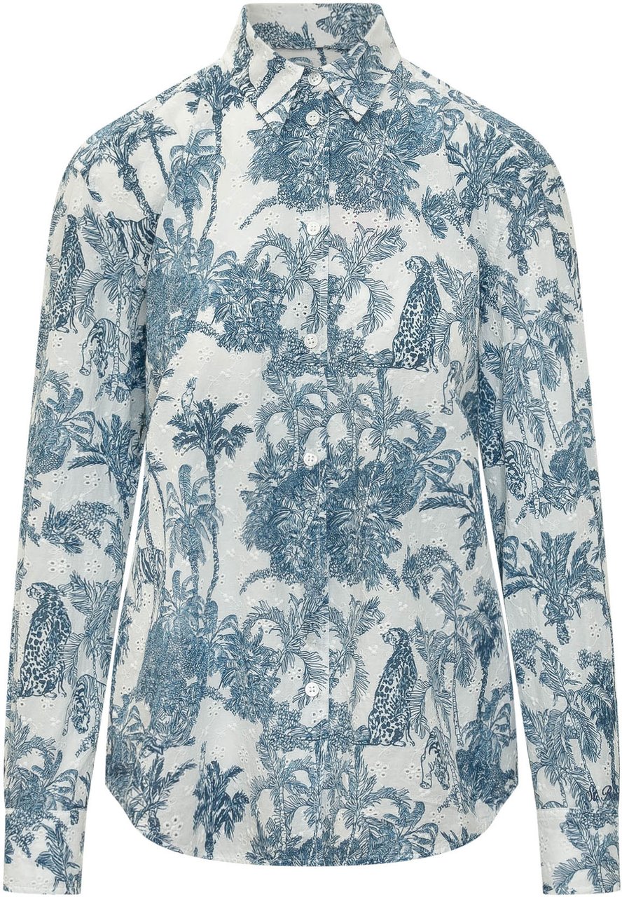 MC2 Saint Barth Camicia con Stampa Toile Tropicale Blauw