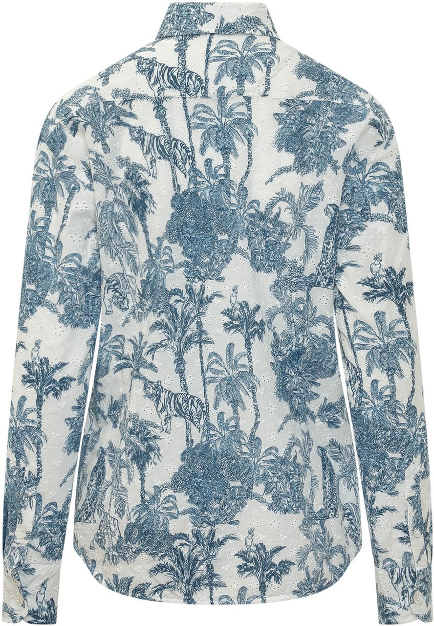 MC2 Saint Barth Camicia con Stampa Toile Tropicale Blauw