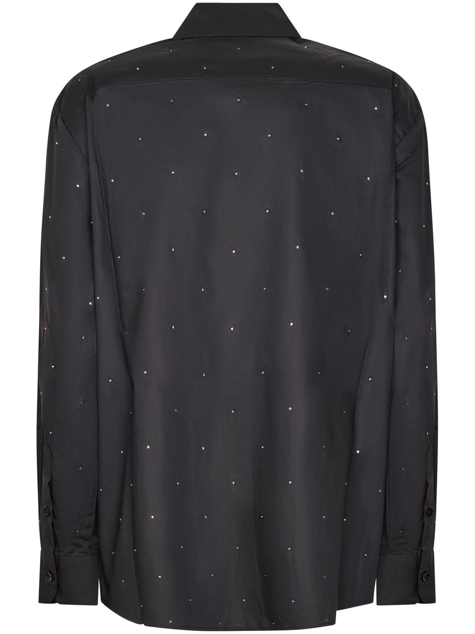 MC2 Saint Barth Classic Black Button-Down Shirt with Strass Embellishments Zwart