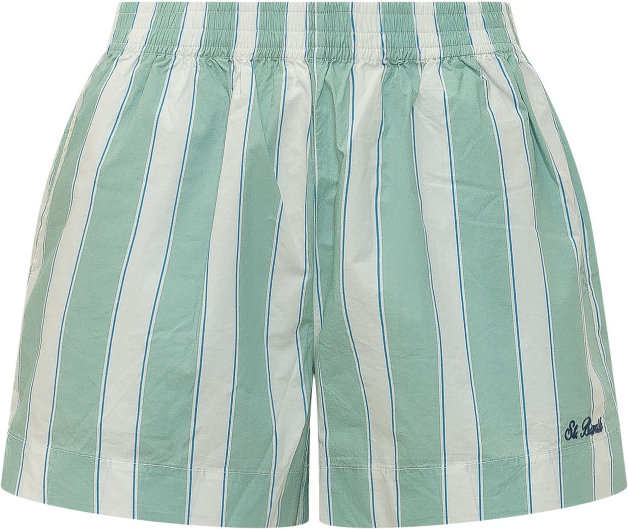 MC2 Saint Barth Shorts a Righe con Vita Elasticizzata Lime
