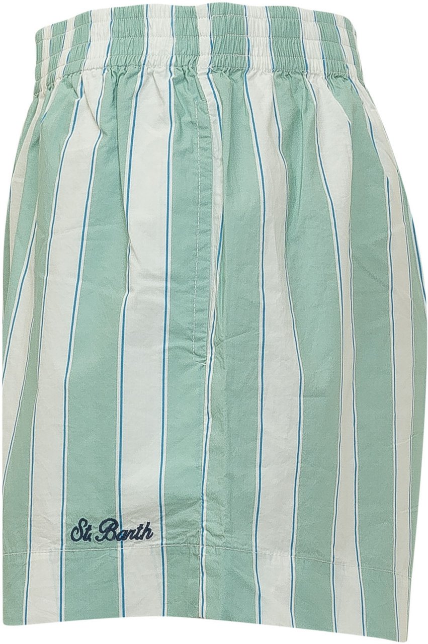 MC2 Saint Barth Shorts a Righe con Vita Elasticizzata Lime