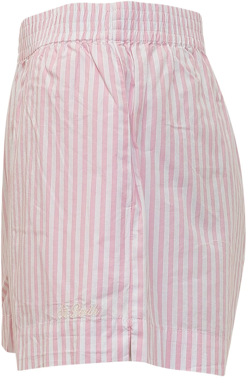 MC2 Saint Barth Shorts a Righe Rosa con Vita Elasticizzata Roze