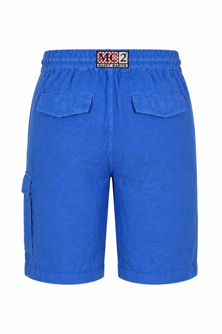 MC2 Saint Barth Shorts Linen 17M Cloud Blue Blauw