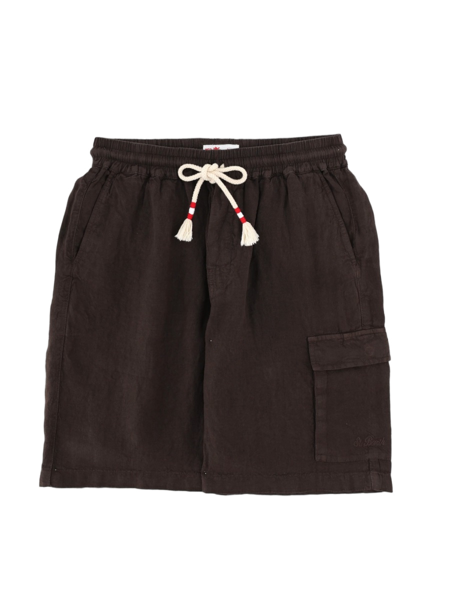 MC2 Saint Barth Elastic Waistband Cargo Shorts Zwart