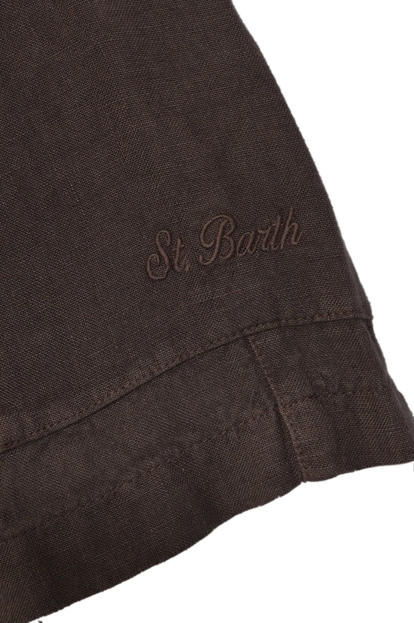 MC2 Saint Barth Shorts Linen 18H Dark Brown Bruin