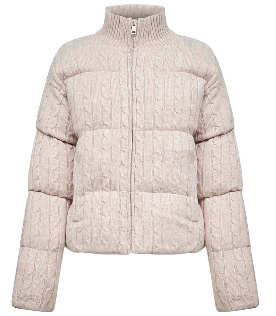 MC2 Saint Barth Quilted High Collar Mya Wool Jacket Neutraal