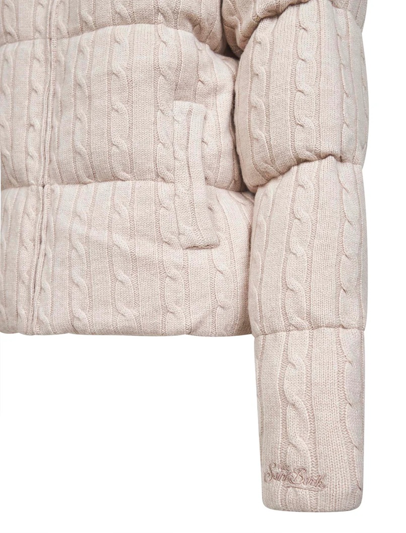 MC2 Saint Barth Quilted High Collar Mya Wool Jacket Neutraal