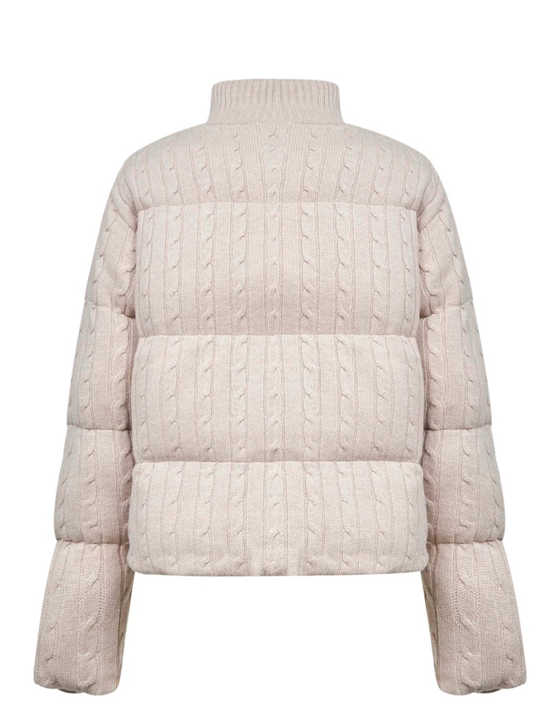 MC2 Saint Barth Quilted High Collar Mya Wool Jacket Neutraal