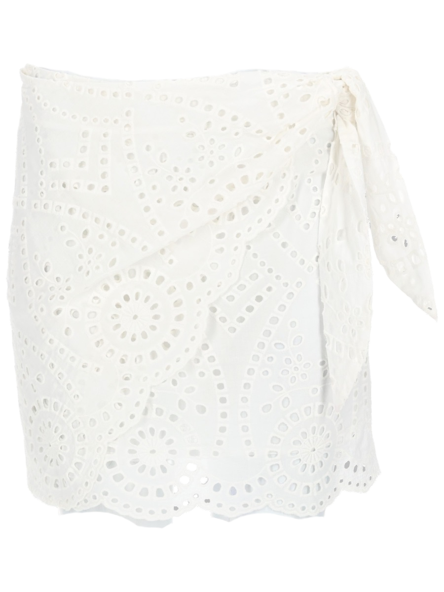 MC2 Saint Barth White Eyelet Embroidery Cotton Mini Skirt Wit
