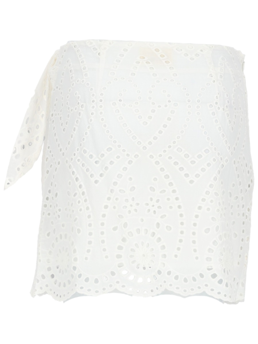 MC2 Saint Barth White Eyelet Embroidery Cotton Mini Skirt Wit