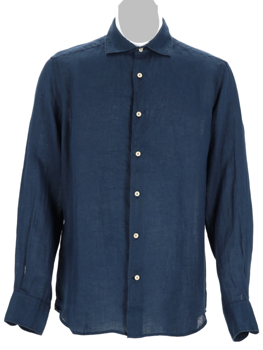 MC2 Saint Barth Deep Blue Relaxed Linen Casual Shirt Groen