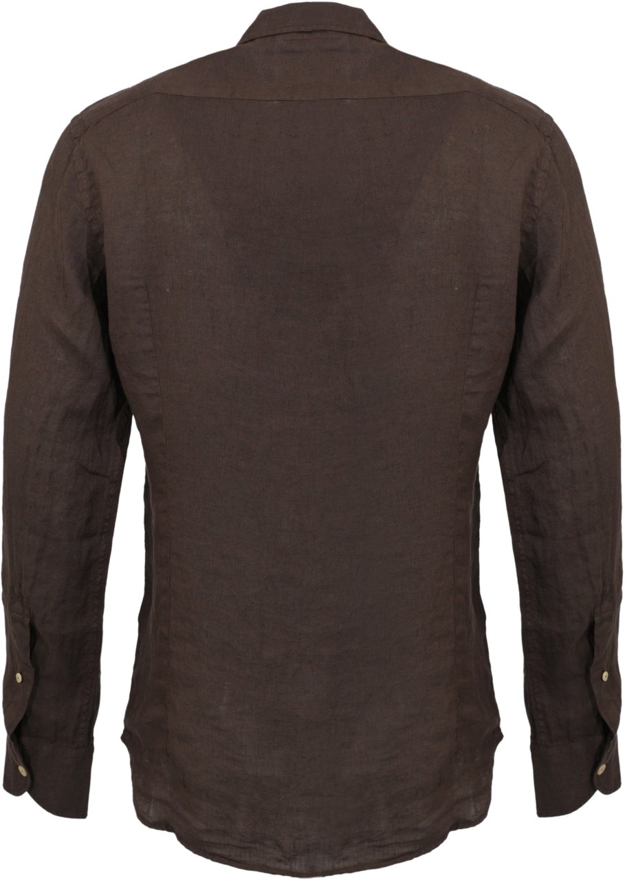 MC2 Saint Barth Shirts Linen 18H Dark Brown Bruin