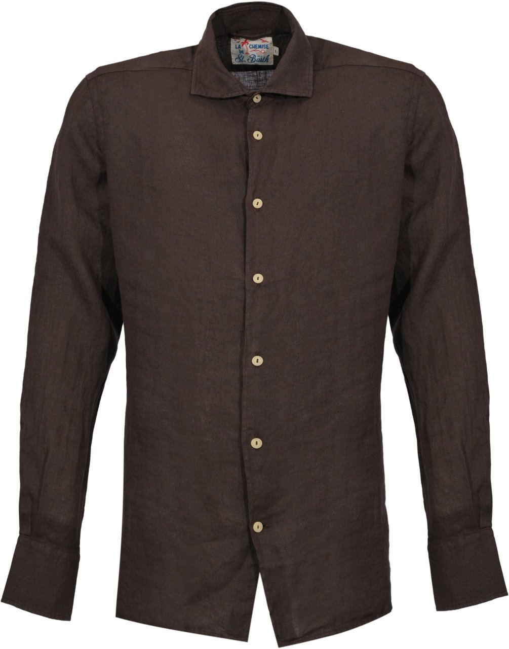 MC2 Saint Barth Shirts Linen 18H Dark Brown Bruin