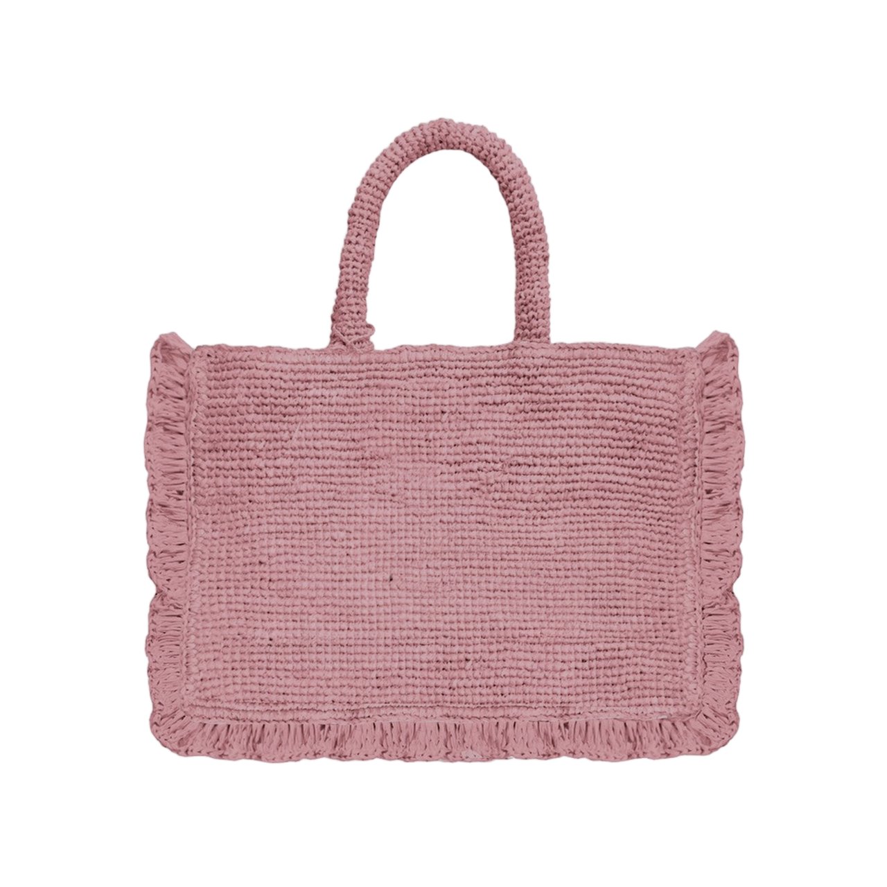 MC2 Saint Barth Textured Raffia Bag With Contrasting Logo Roze