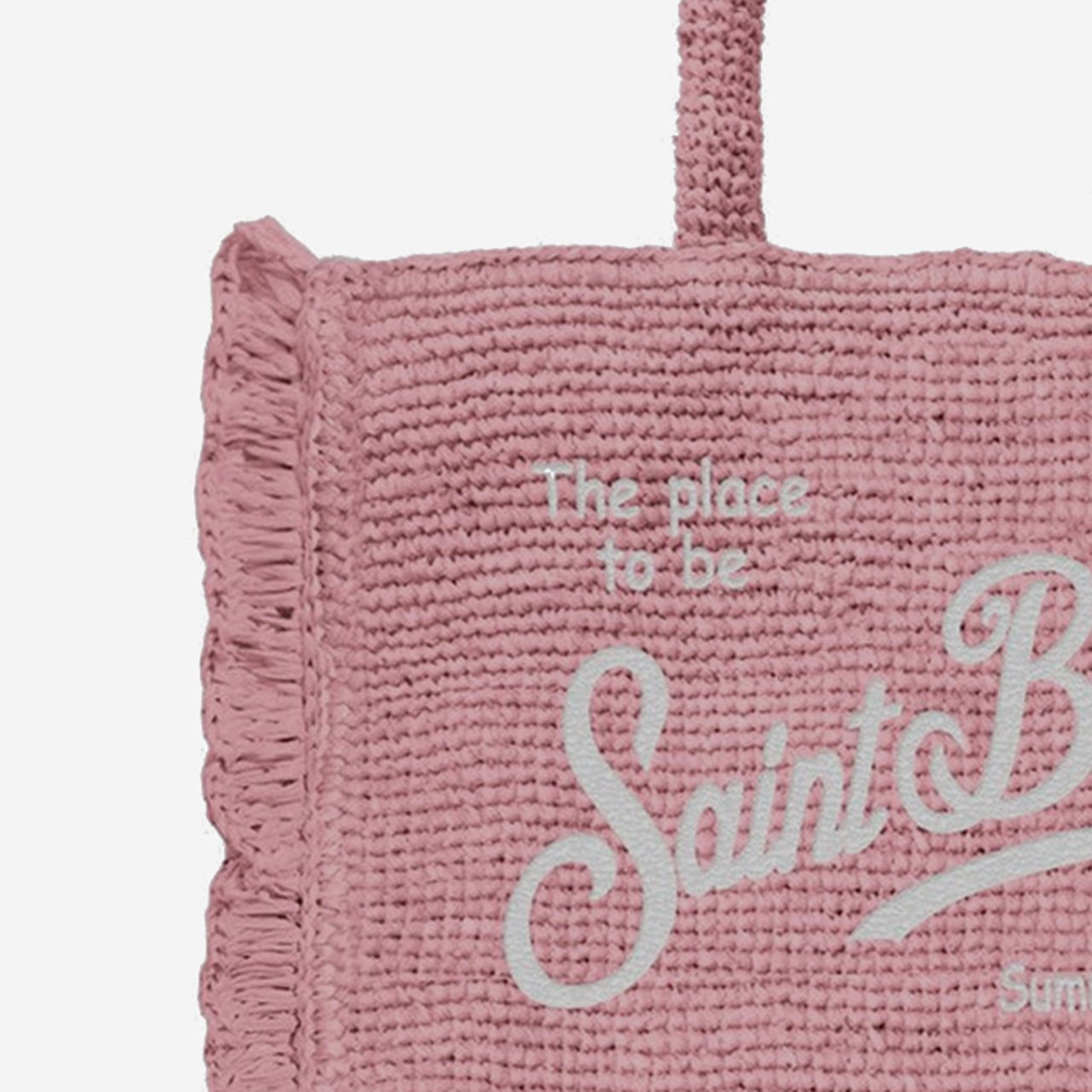 MC2 Saint Barth Textured Raffia Bag With Contrasting Logo Roze