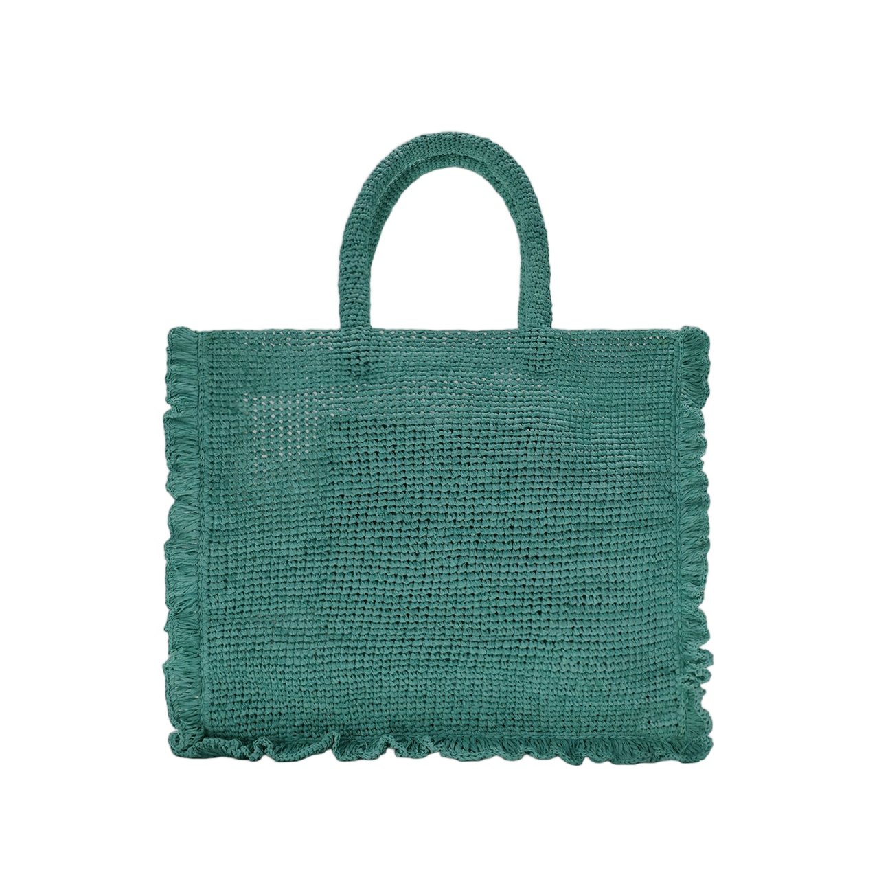 MC2 Saint Barth Textured Raffia Bag With Contrasting Logo Groen